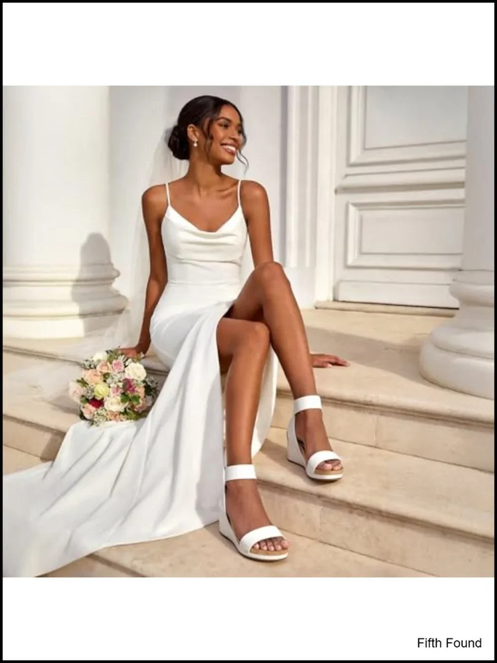 Women's Ankle Strap Platform Wedge Sandals Faux Suede Elastic Strap